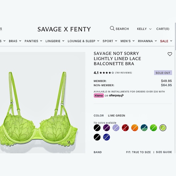 (Never Worn) Savage X Fenty Lime Green Bra/Panty Set | 36D | Small Lace Thong - Picture 5 of 16